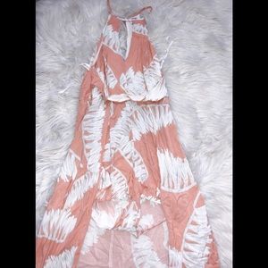 Rose High-Low Keyhole Halter Romper